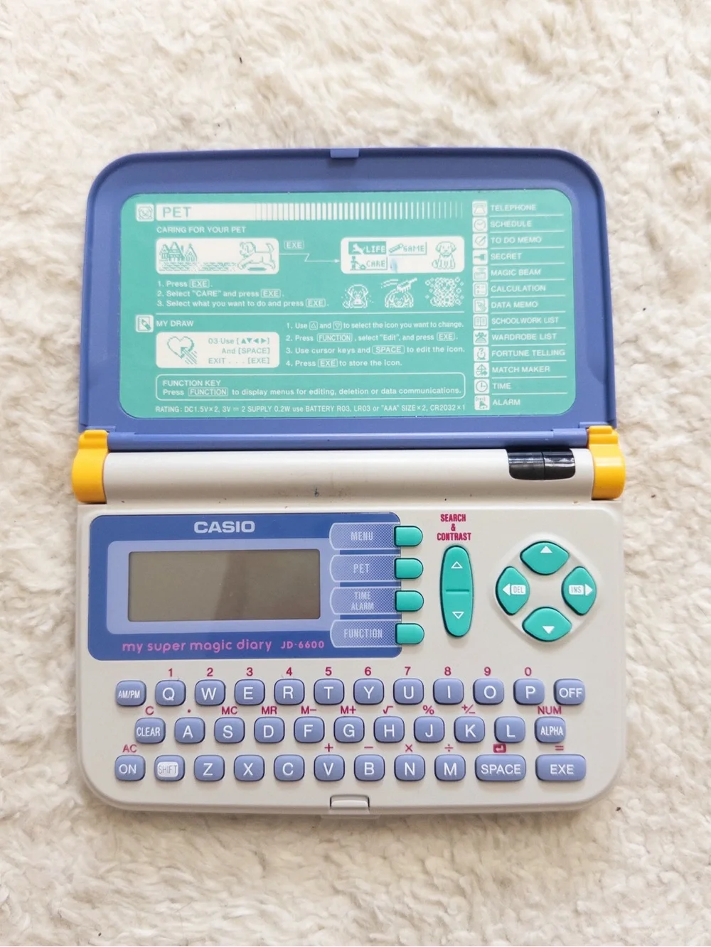 Vintage 1996 Casio My Super Magic Diary Pet Action JD-6600 Electronic Organizer